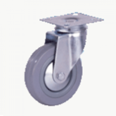 Колесо серая резина поворотное платформенное крепление (SCg42) 100 мм
