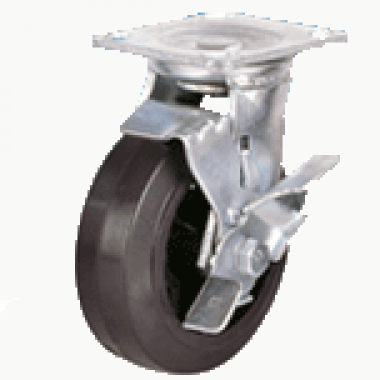 Колесо большегрузное обрезиненное поворотное с тормозом (SCdb63) 160 мм