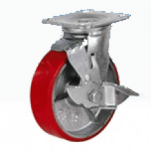 Колесо большегрузное полиуретановое поворотное с тормозом (SCpb63) 160 мм