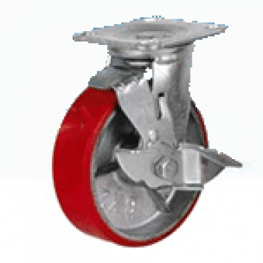 Колесо большегрузное полиуретановое поворотное с тормозом (SCpb80) 200 мм
