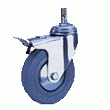 Колесо серая резина поворотное с тормозом болтовое крепление (SCtgb55) 125 мм