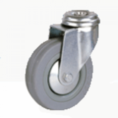Колесо серая резина поворотное крепление под болт (штырь) (SChg93) 75 мм