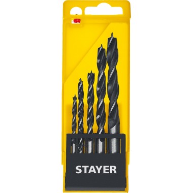 STAYER "M-type" 5 шт. 4-5-6-8-10мм, набор спиральных сверл по дереву