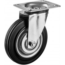 Колесо поворотное d=160 мм, г/п 145 кг, резина/металл, игольчатый подшипник, ЗУБР