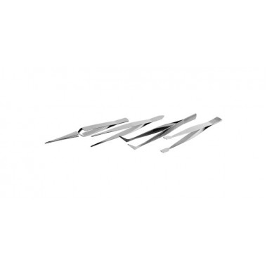 Набор ЗУБР: Пинцеты, нержавеющая сталь, прямой, заостренные губки, изогнутый, самозажимной прямой, плоские и широкие губки, 120мм