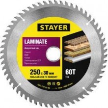 Пильный диск "Laminate line" для ламината, 250x30, 60Т, STAYER