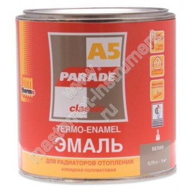 Эмаль PARADE А5 база С, белый полуматовый, 0,45л металлическая банка