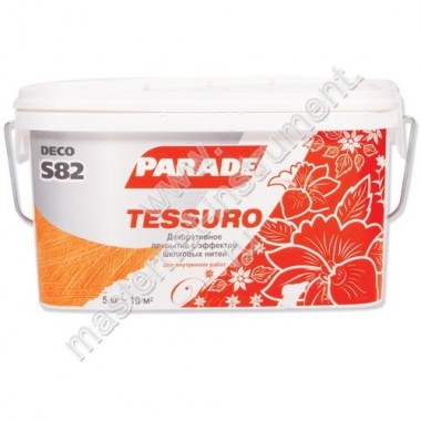 Декоративное покрытие PARADE S82 Tessuro NEW с эффектом шелковых нитей, белый, 5кг ведро (Россия)