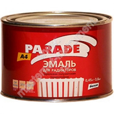 Эмаль PARADE A4 termo acryl, белый полуматовый, 0,45л металлическая банка (Россия)