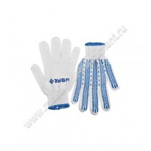 Трикотажные перчатки ЗУБР ЭКСПЕРТ - ПРОТЕКТОР 11452-S, 10 класс вязки, х/б, защита от скольжения, размер S - M