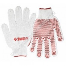Трикотажные перчатки ЗУБР МАСТЕР 11456-S, 7 класс вязки, х/б, защита от скольжения, размер S - M