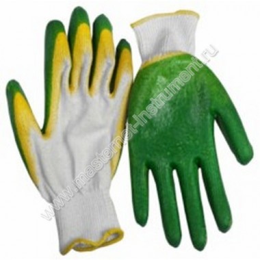 Трикотажные перчатки ЗУБР МАСТЕР 11459-XL, 10 класс вязки, х/б, покрытие из латекса, размер L-XL 