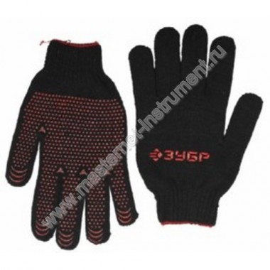 Трикотажные перчатки ЗУБР МАСТЕР 11462-XL, 7 класс вязки, защита от скольжения, утепленные, полушерстяные, размер L-XL