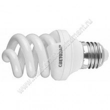 Энергосберегающая лампа СВЕТОЗАР 44352-09 ЭКОНОМ спираль, цоколь E27(стандарт), Т3, теплый белый свет (2700 К), 6000час, 9Вт(45)