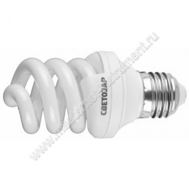 Энергосберегающая лампа СВЕТОЗАР 44354-09 ЭКОНОМ спираль, цоколь E27 (стандарт), Т3, яркий белый свет (4000 К), 6000час, 9Вт(45)