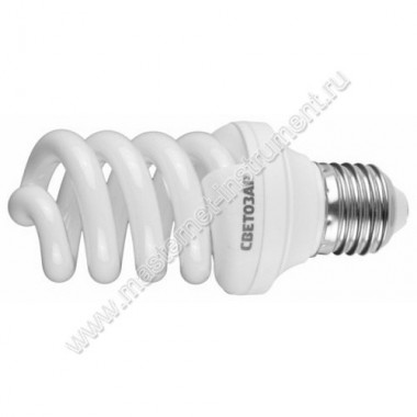 Энергосберегающая лампа СВЕТОЗАР 44354-15 ЭКОНОМ спираль, цоколь E27 (стандарт), Т3, яркий белый свет (4000 К), 6000час, 15Вт(75)