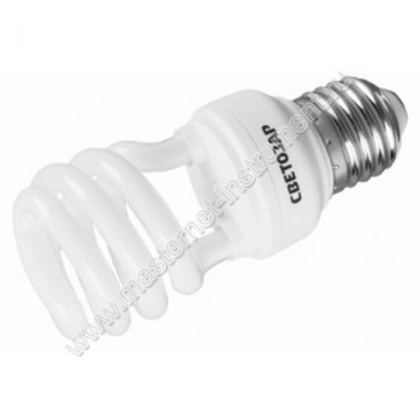 Энергосберегающая лампа СВЕТОЗАР 44452-12 КОМПАКТ спираль, цоколь E27 (стандарт), Т2, теплый белый свет (2700 К), 8000час, 12Вт(60)