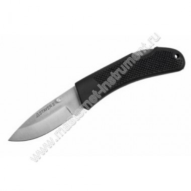 Средний складной нож STAYER 47600-1_z01, рукоятка обрезинена, нержавеющее лезвие.