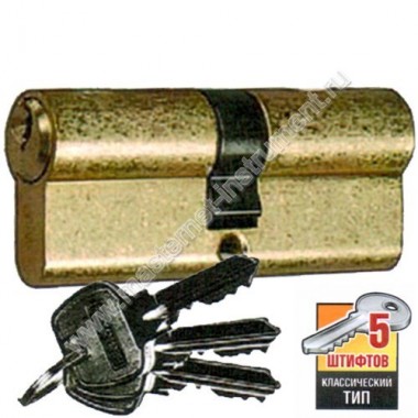 Цилиндровый механизм ЗУБР ЭКСПЕРТ 52101-90-1, тип ключ - ключ, цвет латунь, механизм секретности 5-PIN, размер 90мм