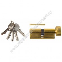 Цилиндровый механизм ЗУБР МАСТЕР 52103-80-1, тип ключ-защелка, цвет латунь, механизм секретности 5-PIN, размер 80мм