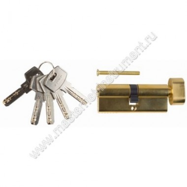 Цилиндровый механизм ЗУБР ЭКСПЕРТ 52107-80-1, тип ключ-защелка, цвет латунь, механизм секретности 6-PIN, размер 80 мм