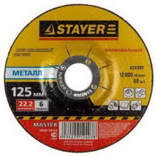 Абразивный шлифовальный круг STAYER MASTER 36228-115-6.0 по металлу, для УШМ, размер 115 х 6 х 22,2 мм, поставляется в количестве 1 штуки