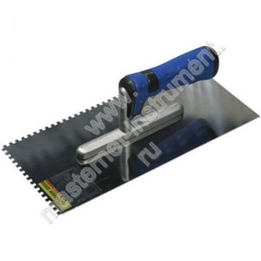 Гладилка STAYER ПРОФИ нержавеющая, зубчатая, 2-х компонентная ручка, 4х4 мм
