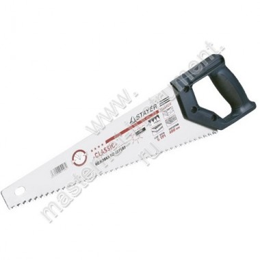 Ножовка STAYER UNIVERSAL по дереву, пластиковая ручка, закаленный универсальный зуб, 7 TPI ( 3,5 мм ), 500 мм