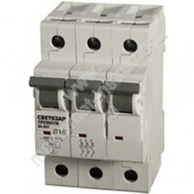 Выключатель автоматический СВЕТОЗАР ПРЕМИУМ 3-полюсный, 50 A, B, откл. сп. 6 кА, 400 В