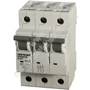 Выключатель автоматический СВЕТОЗАР ПРЕМИУМ 3-полюсный, 25 A, C, откл. сп. 6 кА, 400 В