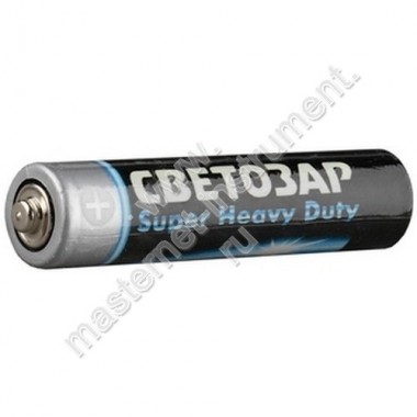 Батарейка СВЕТОЗАР SUPER HEAVY DUTY солевая на карточке, 4хAAA, 1,5В
